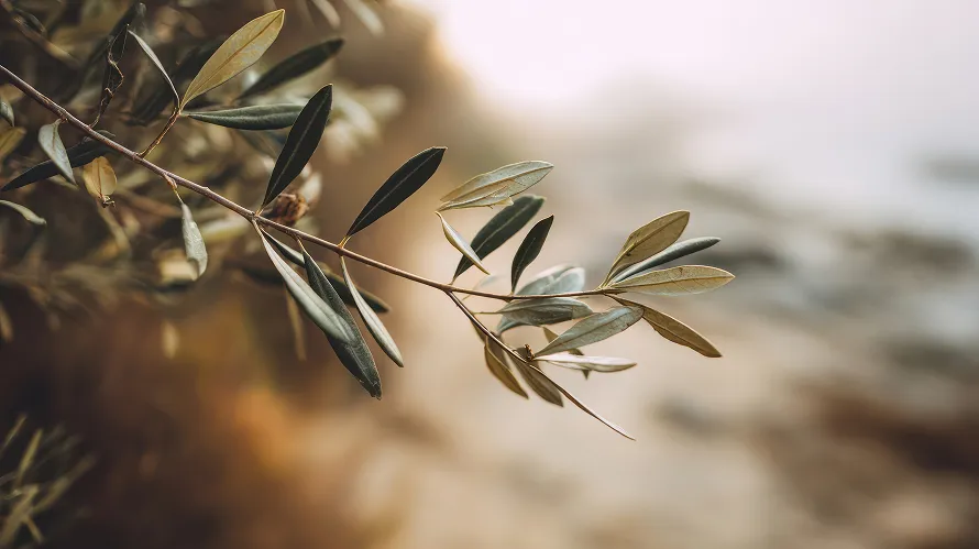 close-up-olive-branch-with-soft-warm-light